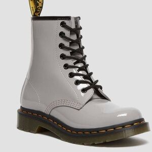 Dr. Martens Glossy Gray Combat Boots
